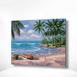 Schilderen op nummer Strand met Bootjes