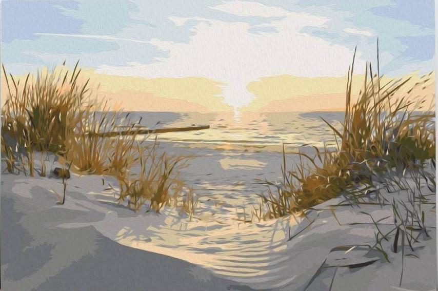 Schilderen op nummer Strand met Zon