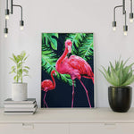 Schilderen op nummer Twee Flamingo's