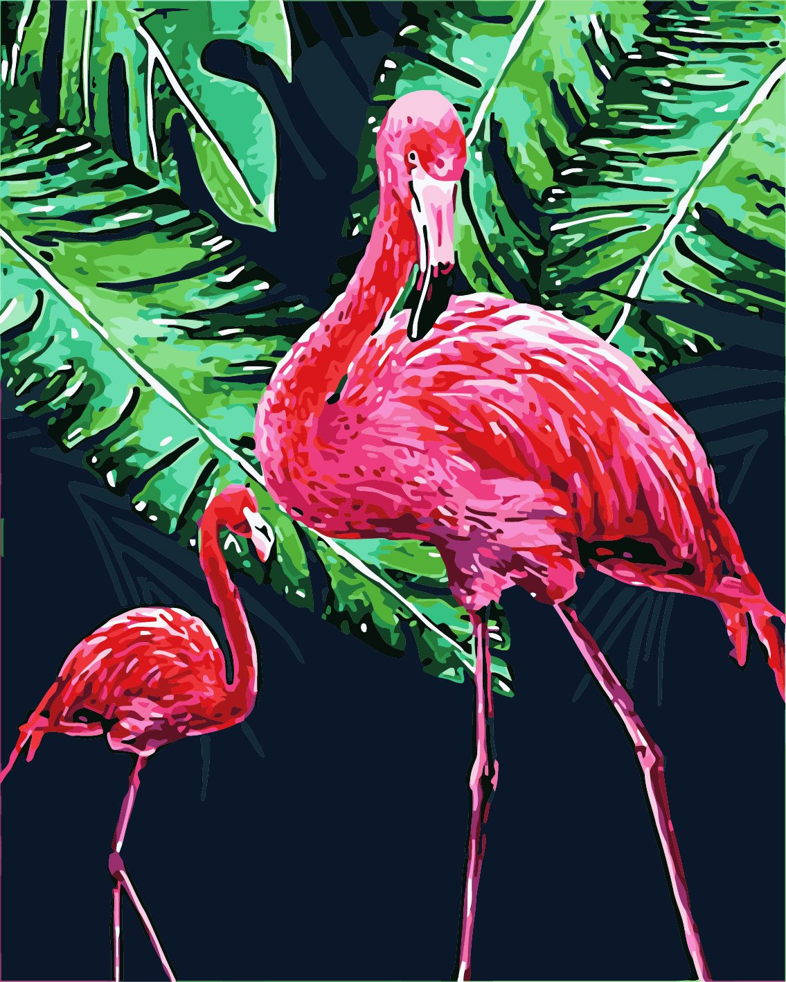 Schilderen op nummer Twee Flamingo's