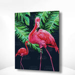 Schilderen op nummer Twee Flamingo's