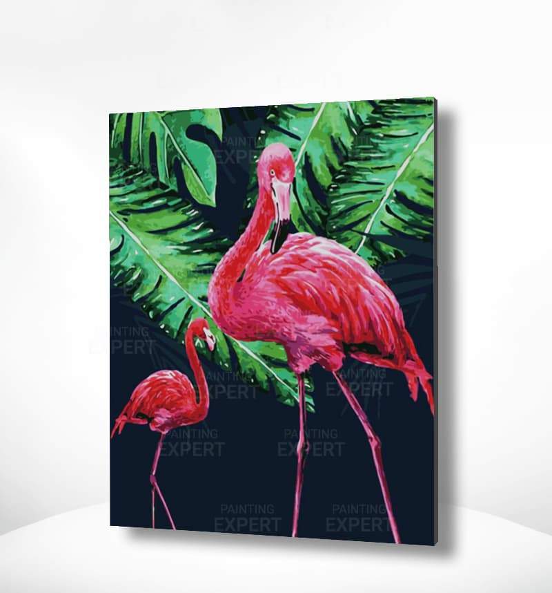 Schilderen op nummer Twee Flamingo's