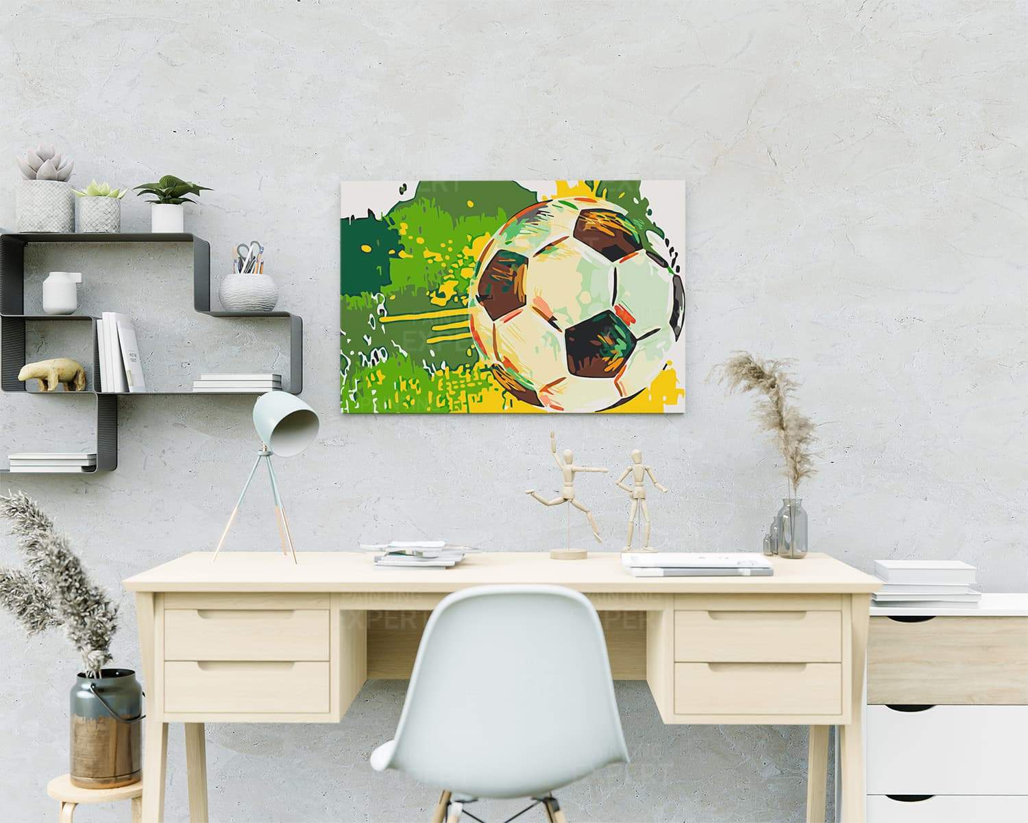 Schilderen op nummer Voetbal Groen Geel