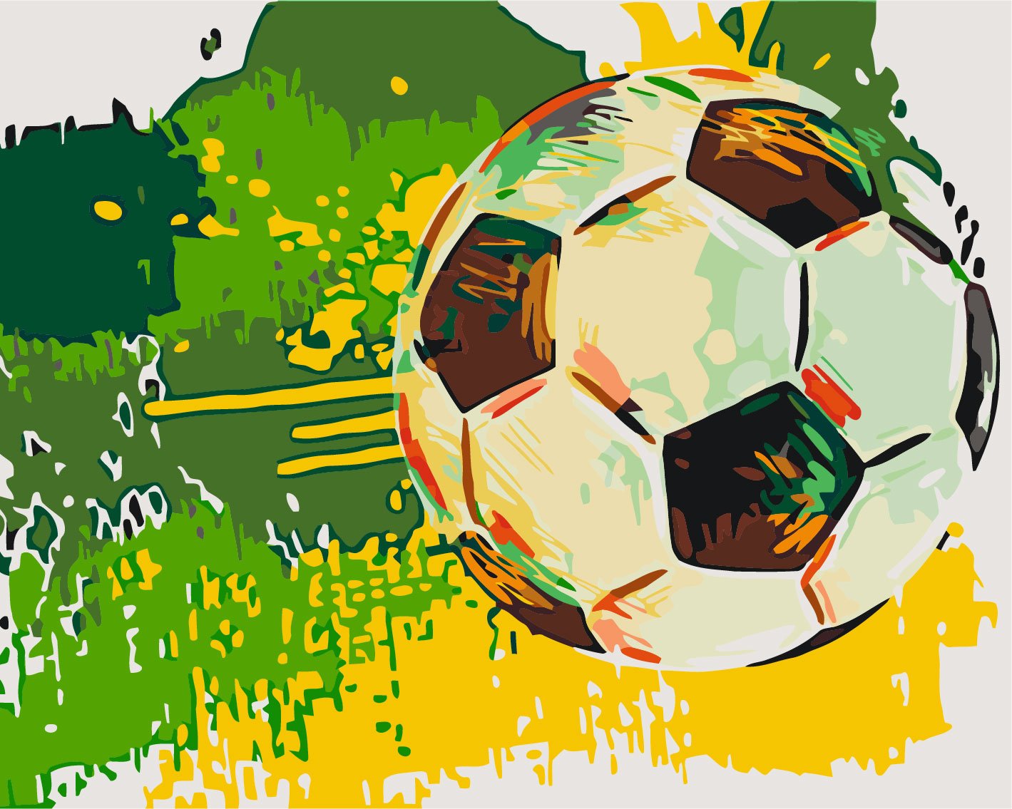 Schilderen op nummer Voetbal Groen Geel