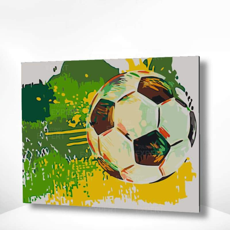Schilderen op nummer Voetbal Groen Geel