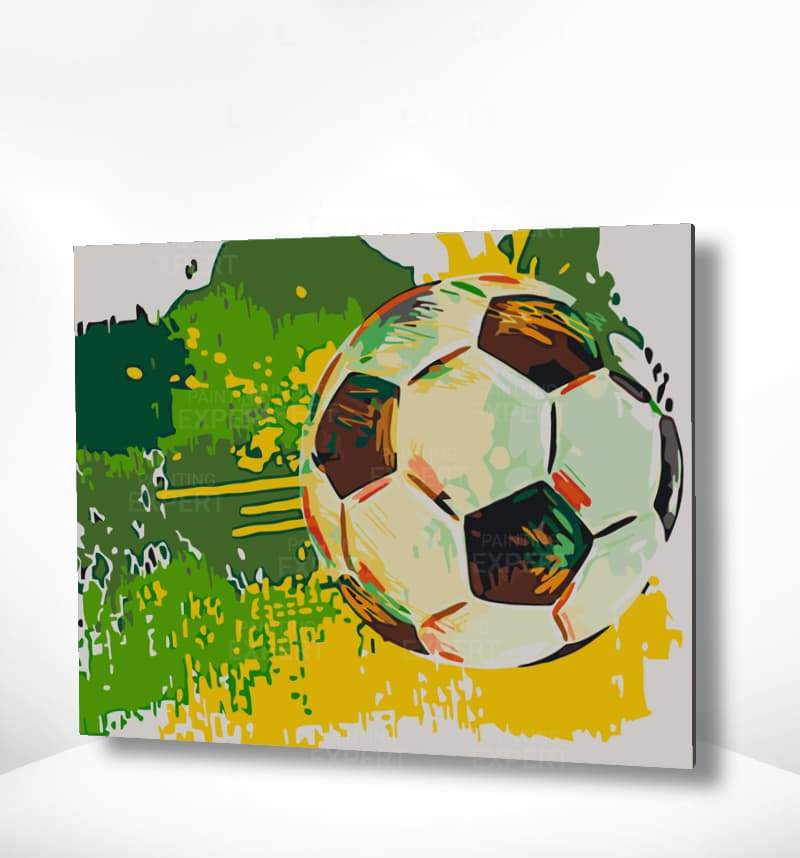 Schilderen op nummer Voetbal Groen Geel