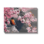 Schilderen op nummer Vogel met Roze Bloemen