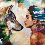 Schilderen op nummer Vrouw en Wolf