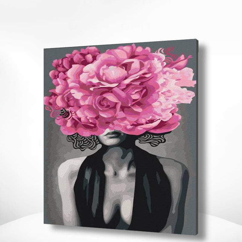 Schilderen op nummer Vrouw met Paarse Bloem