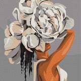 Schilderen op nummer Vrouw met Witte Bloem