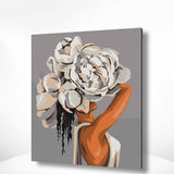 Schilderen op nummer Vrouw met Witte Bloem