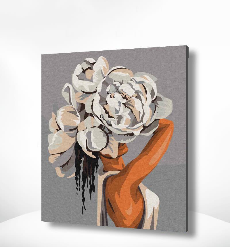 Schilderen op nummer Vrouw met Witte Bloem