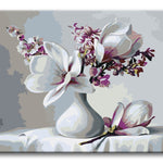 Schilderen op nummer Witte Bloemen in een Vaas