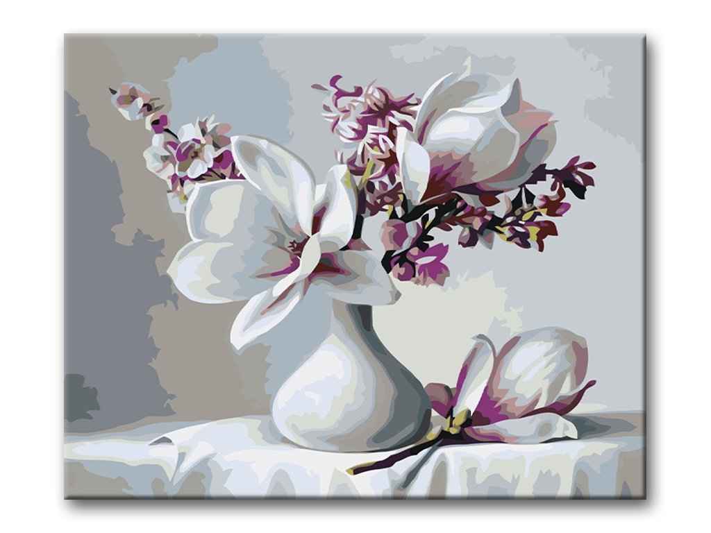 Schilderen op nummer Witte Bloemen in een Vaas