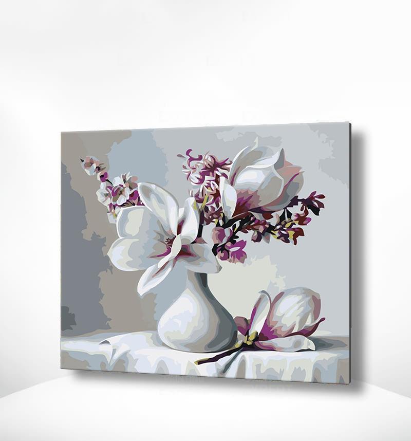 Schilderen op nummer Witte Bloemen in een Vaas