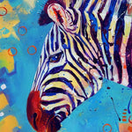 Schilderen op nummer Zebra met Blauwe Achtergrond
