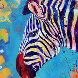 Schilderen op nummer Zebra met Blauwe Achtergrond