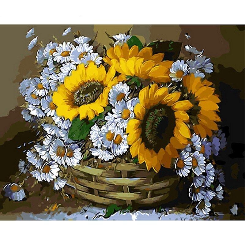 Schilderen op nummer Zonnebloemen en Kamille-Painting Expert