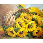 Schilderen op nummer Zonnebloemen in Mandje