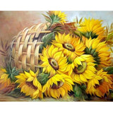 Schilderen op nummer Zonnebloemen in Mandje-Painting Expert