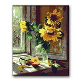 Schilderen op nummer Zonnebloemen met Appel