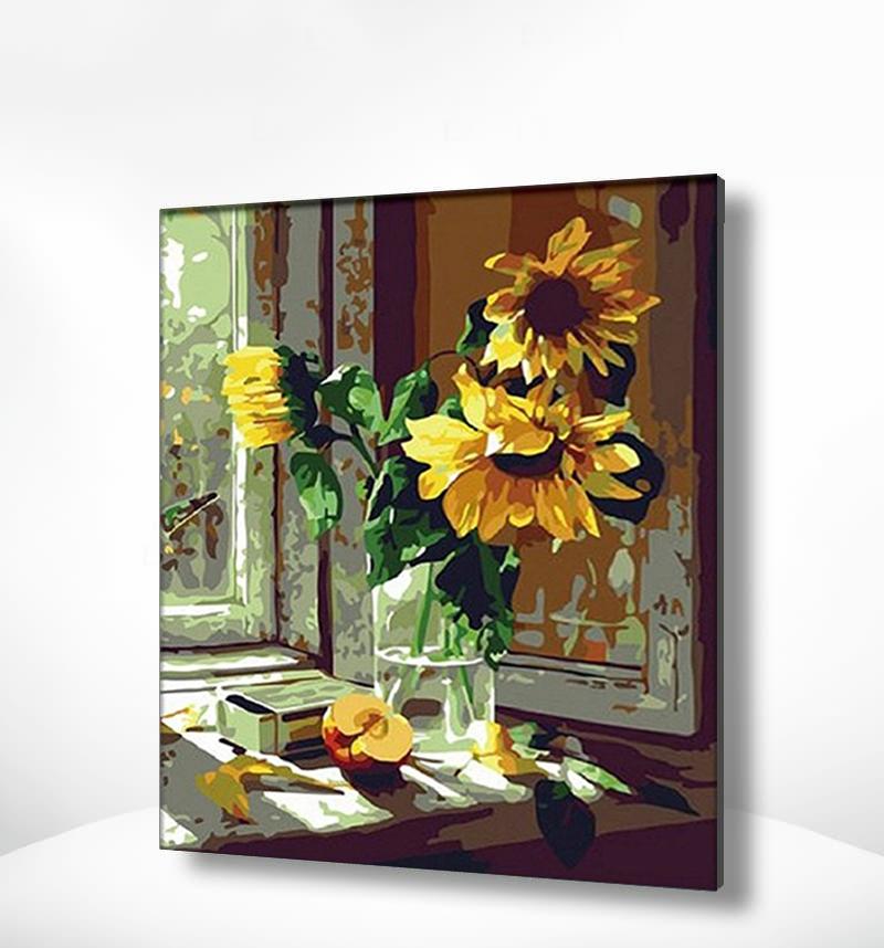 Schilderen op nummer Zonnebloemen met Appel