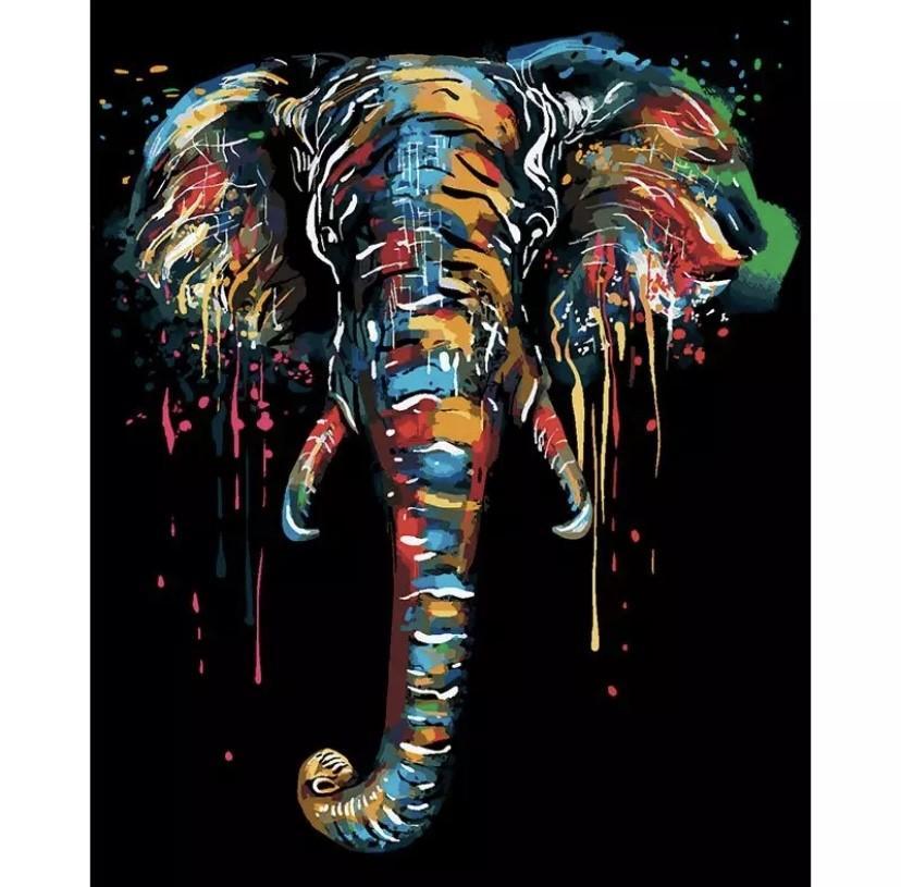 Schilderen op nummer Zwarte Olifant met Kleuren