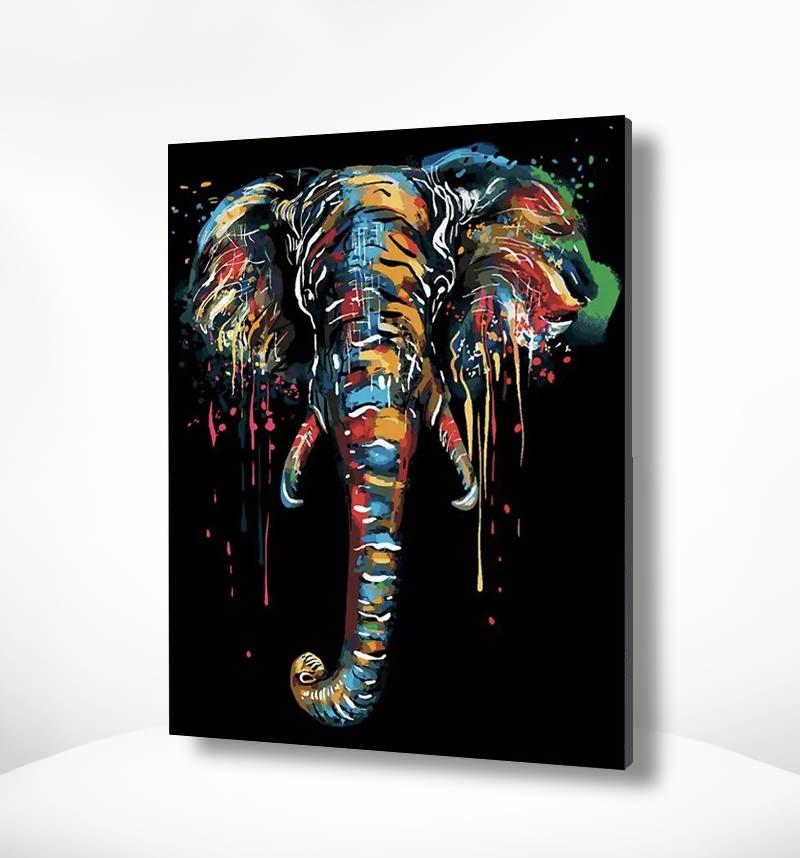 Schilderen op nummer Zwarte Olifant met Kleuren