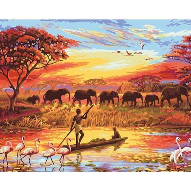 Schilderen op Nummer Afrika Painting Expert 60x75cm - Exclusief Lijst (36 kleurtjes) 