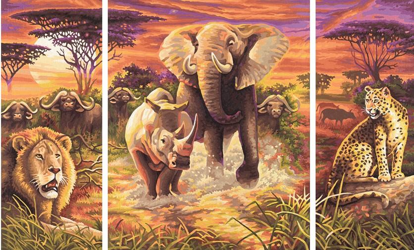 Schilderen op nummer Drieluik Afrika-Painting Expert