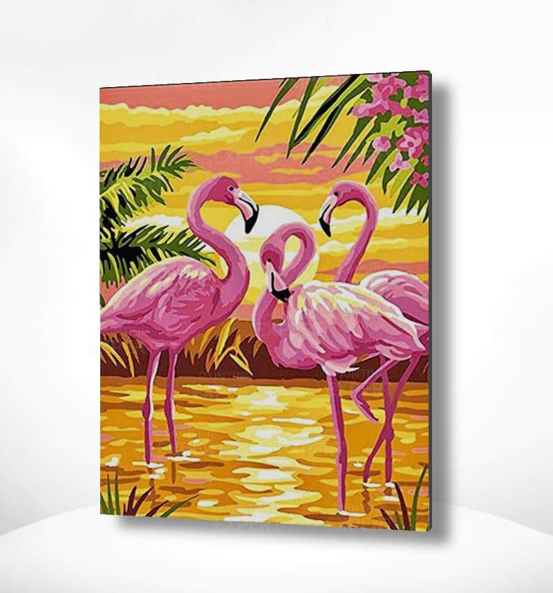Schilderen op nummer Flamingo Zonsondergang-Painting Expert