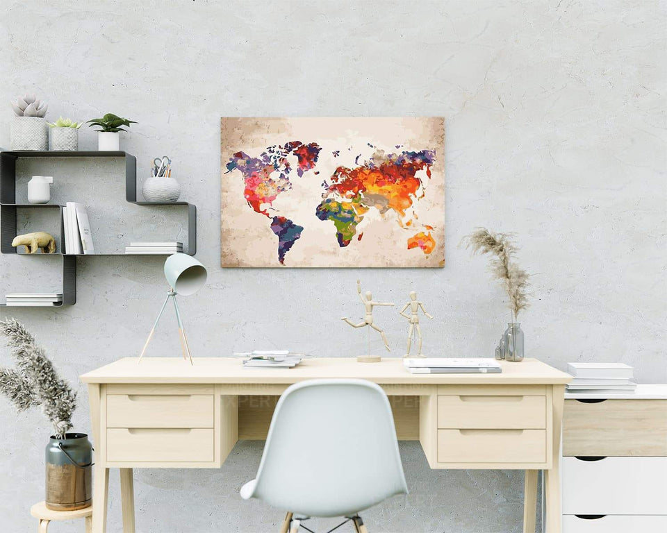 Schilderen op nummer Gekleurde Wereldkaart-Painting Expert