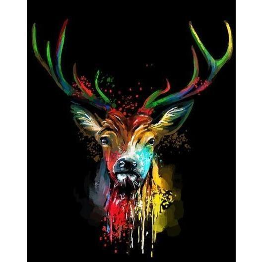 Schilderen op Nummer Hert Kleurrijk Painting Expert 40x50cm - Op Lijst Gemonteerd (24 kleurtjes) 