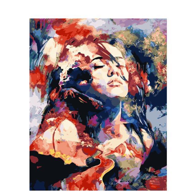Schilderen op Nummer Kleurrijke Vrouw Painting Expert 40x50cm - Exclusief Lijst (24 kleurtjes) 